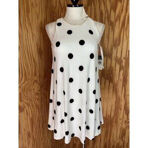 Lauren Ralph Lauren Sleeveless Shift‎ NWT Dress Party 6 PETITES White Polka Dot
